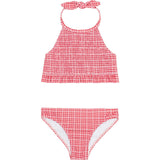 Girls Poppy Gingham Smocked Halter Bikini