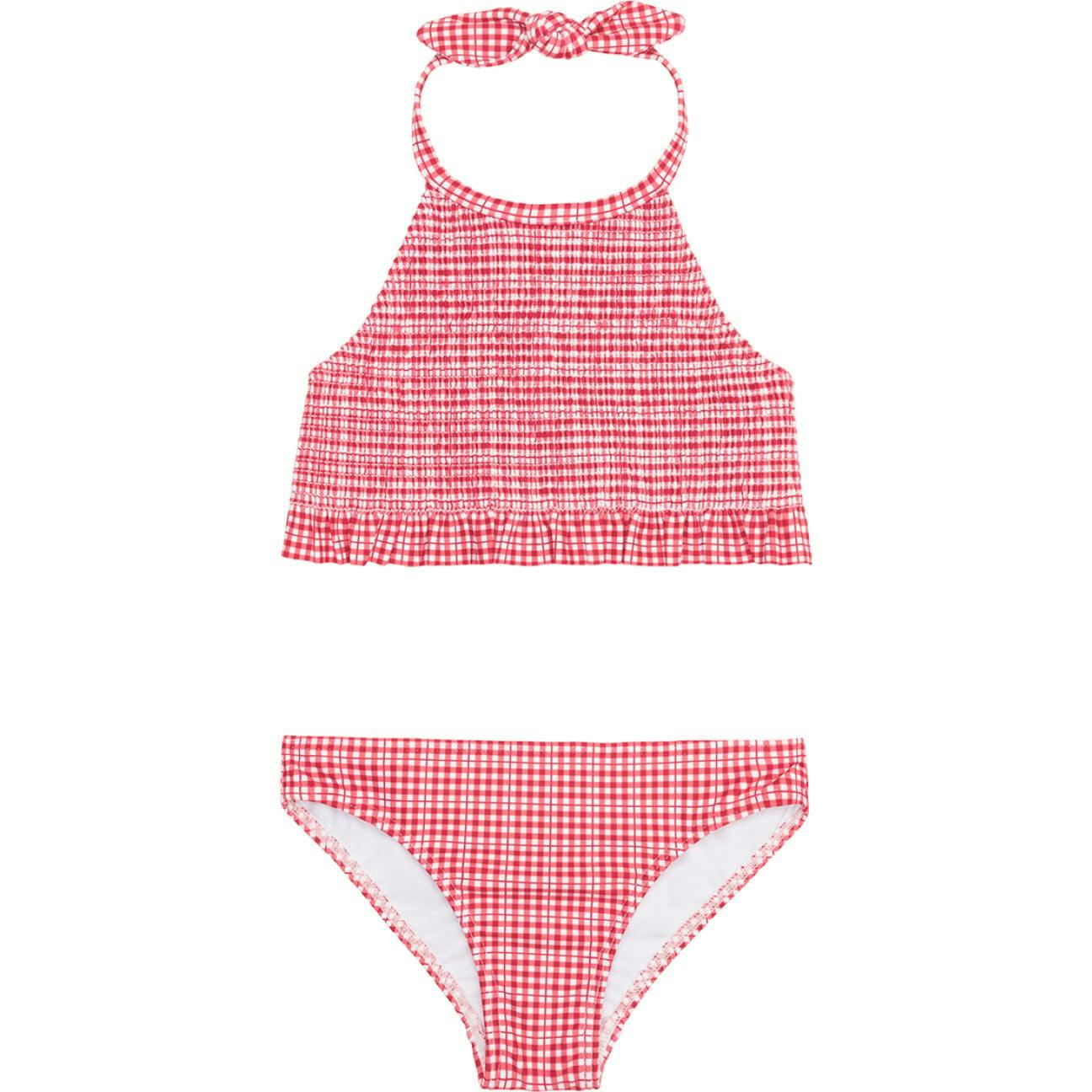 Girls Poppy Gingham Smocked Halter Bikini