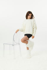 Maya Taupe Fluffy Drop Shoulder Sweater