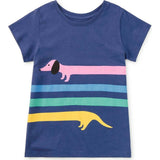 Rainbow Dachsund Graphic Tee, Blue