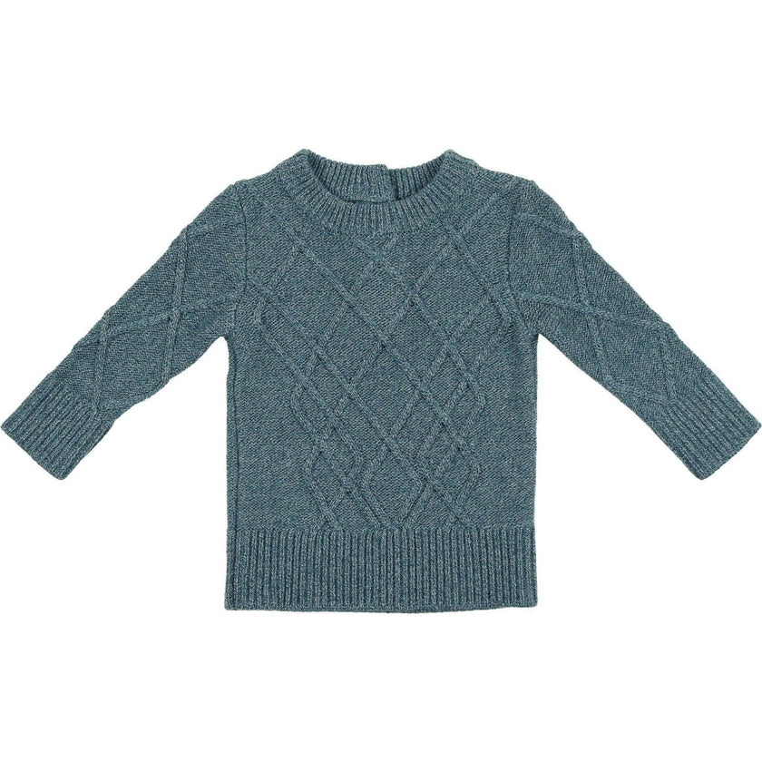 Chunky Cable Knit Ribbed Collar Sweater