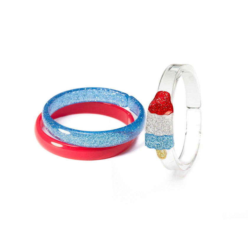 Popsicle Rocket Glitter Red Blue Bangles
