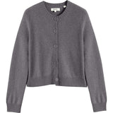 Wool Cashmere Blend Crew Neck Cropped Cardigan