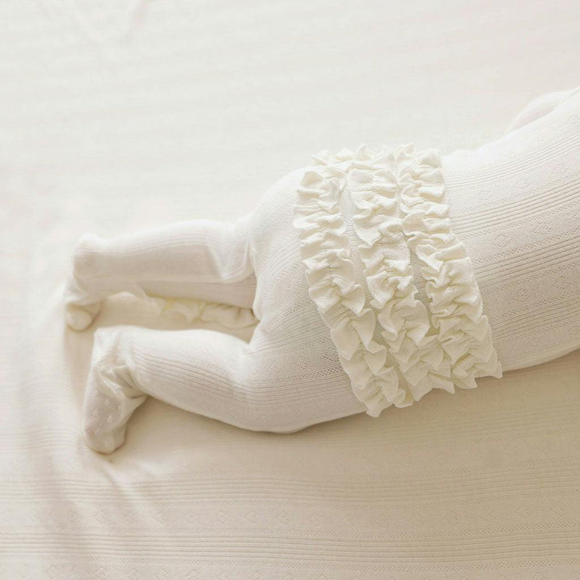 Coconut Pointelle Footie Ruffled Zippered One Piece