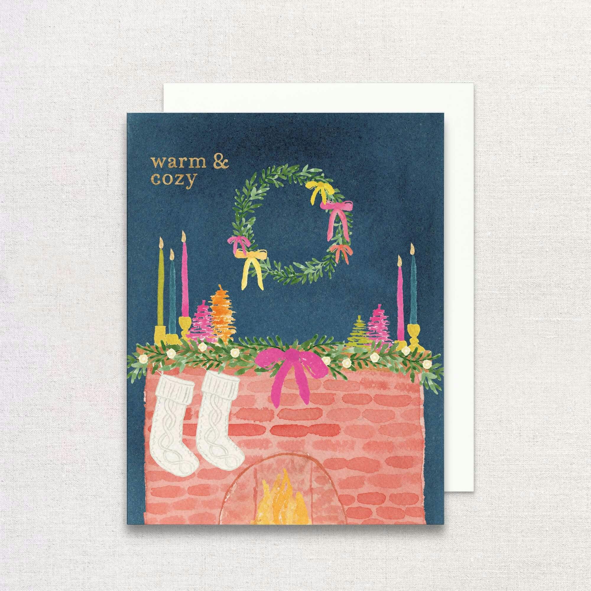 Warm & Cozy Holiday Mantel Greeting Card