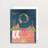 Warm & Cozy Holiday Mantel Greeting Card