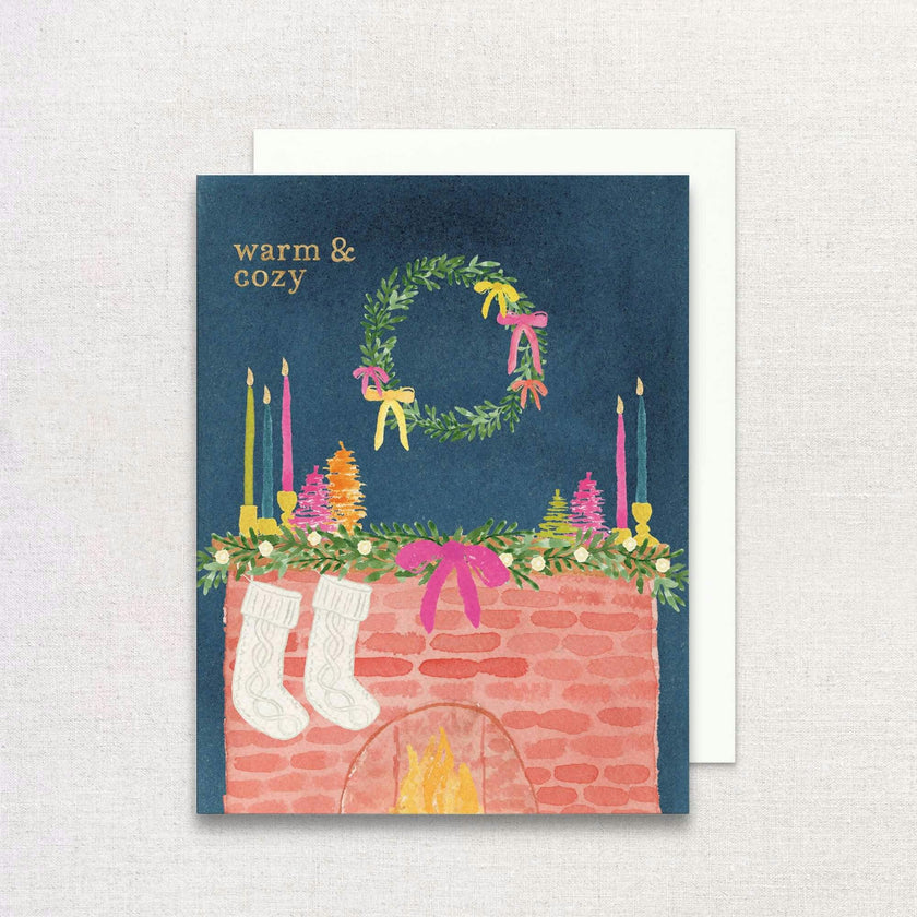 Warm & Cozy Holiday Mantel Greeting Card