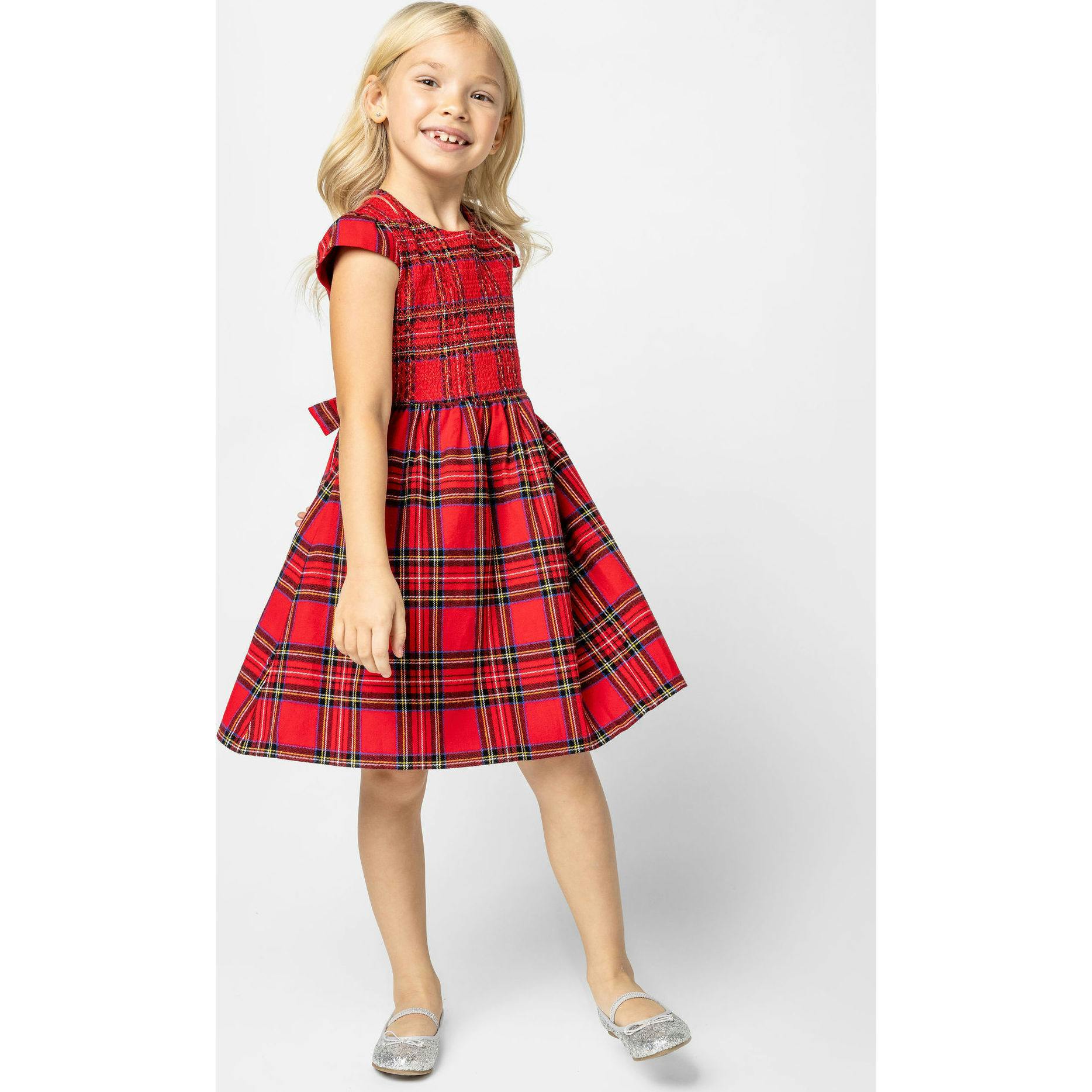 Bonnie Smocked Plaid Tartan Girls Party Dress