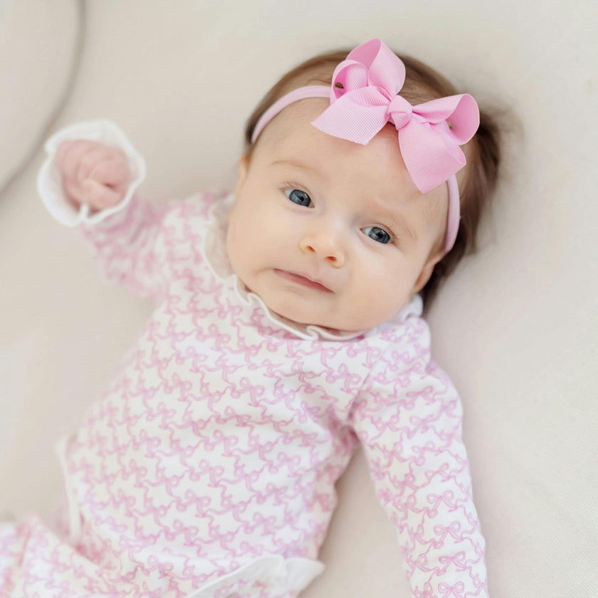 Lucy Girls' Romper Pretty Pink Bows