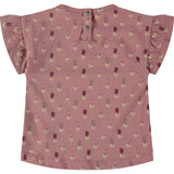 Flower Print Short Ruffle Sleeve T-Shirt