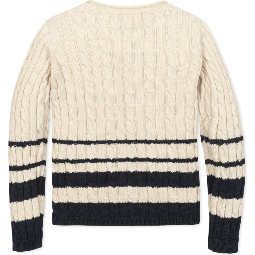 Organic Roll Neck Cable Sweater, White