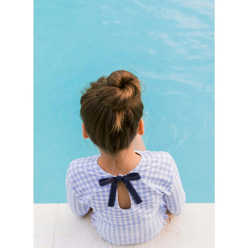 Girls Oasis Blue Gingham Rashguard One Piece