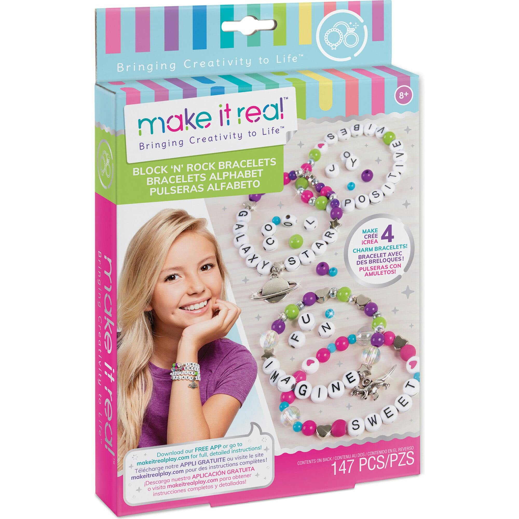Block ‘N Rock Bracelets Kit - Create 4 Unique Letter Charm Bracelets