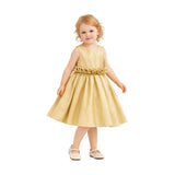 Gold Luminara Ruffle Waist Formal Dress