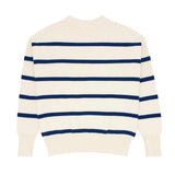 Women's Cream And Navy Wide Stripe Knit Sweater