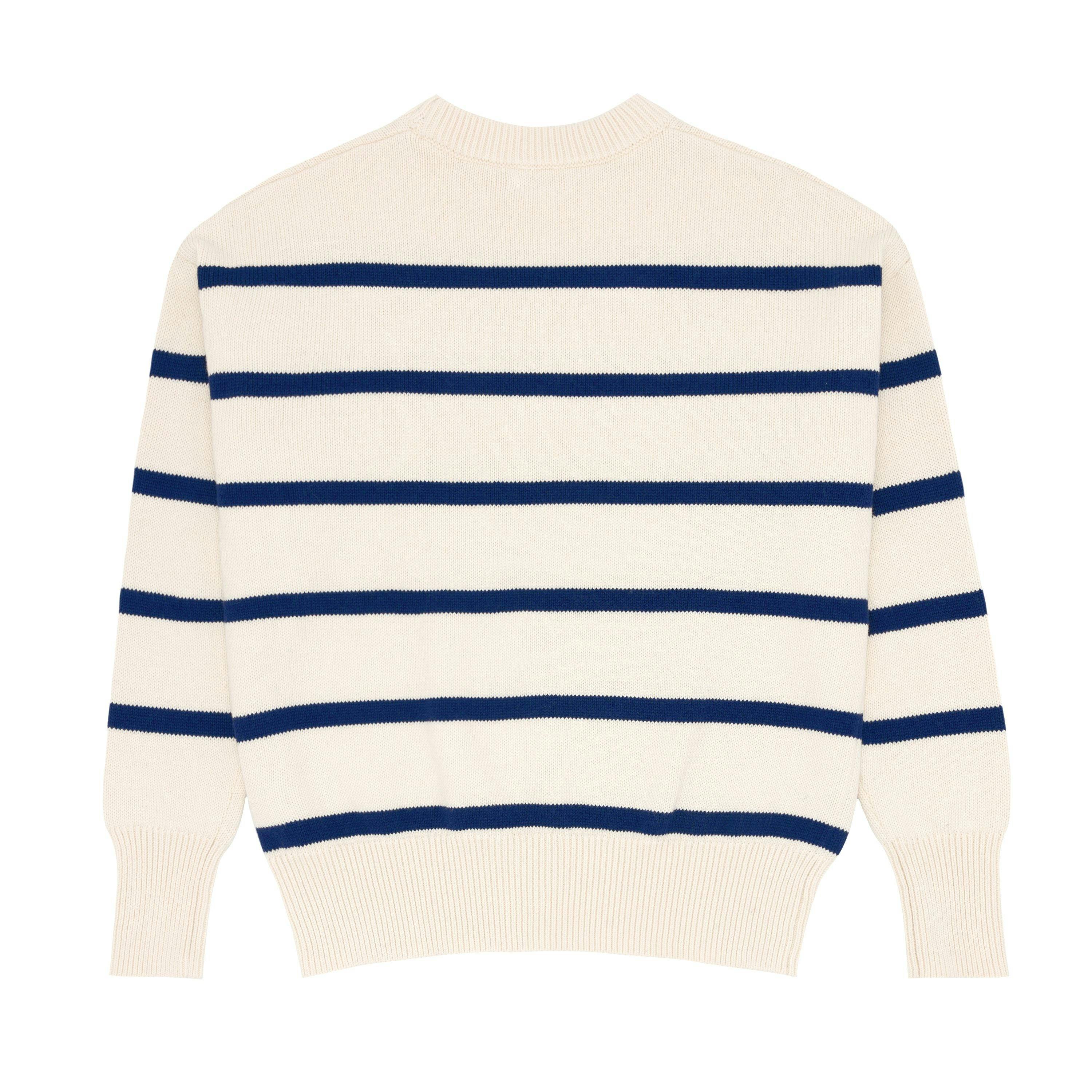 Women's Cream And Navy Wide Stripe Knit Sweater