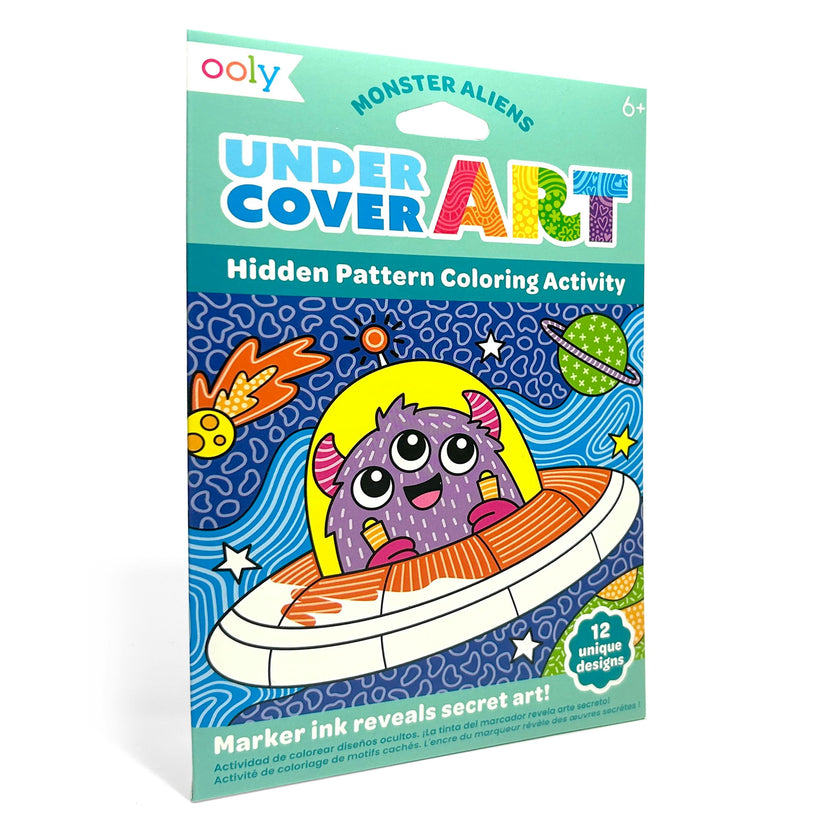 Undercover Art Hidden Pattern Coloring Activity Art Cards - Monster Aliens - 12 Cards