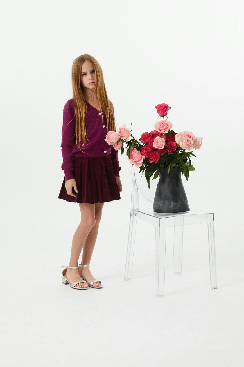 Jane Merlot Corduroy Pleated Skort