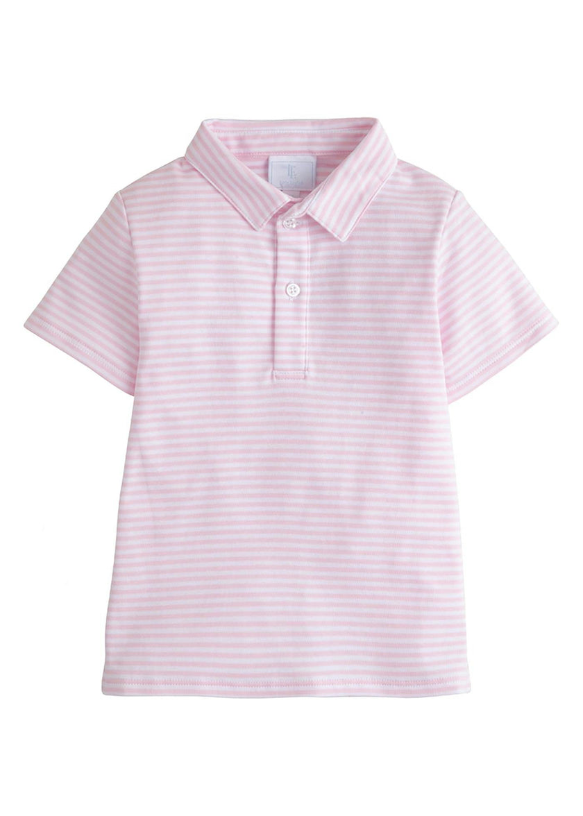 Short Sleeve Polo - Light Pink Stripe