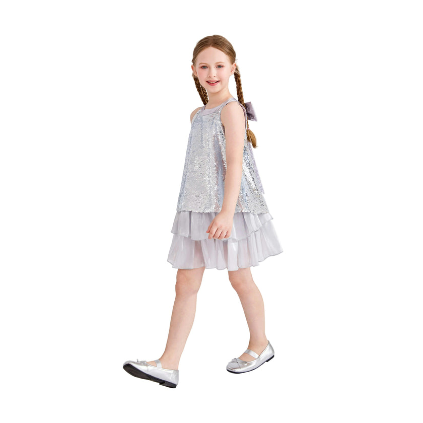 Purple Sylvara Sequin Ruffle Skirt Set
