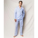 Men's Twill Pajama Set in Light Blue Gingham