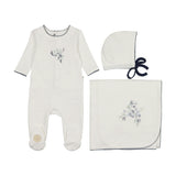 Heirloom Berry Layette Set Ivory & Blue