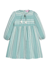 Long Sleeved Riviera Dress - Geneva Gingham Green