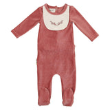 Girl's Embroidered Bib Long Sleeve Footie