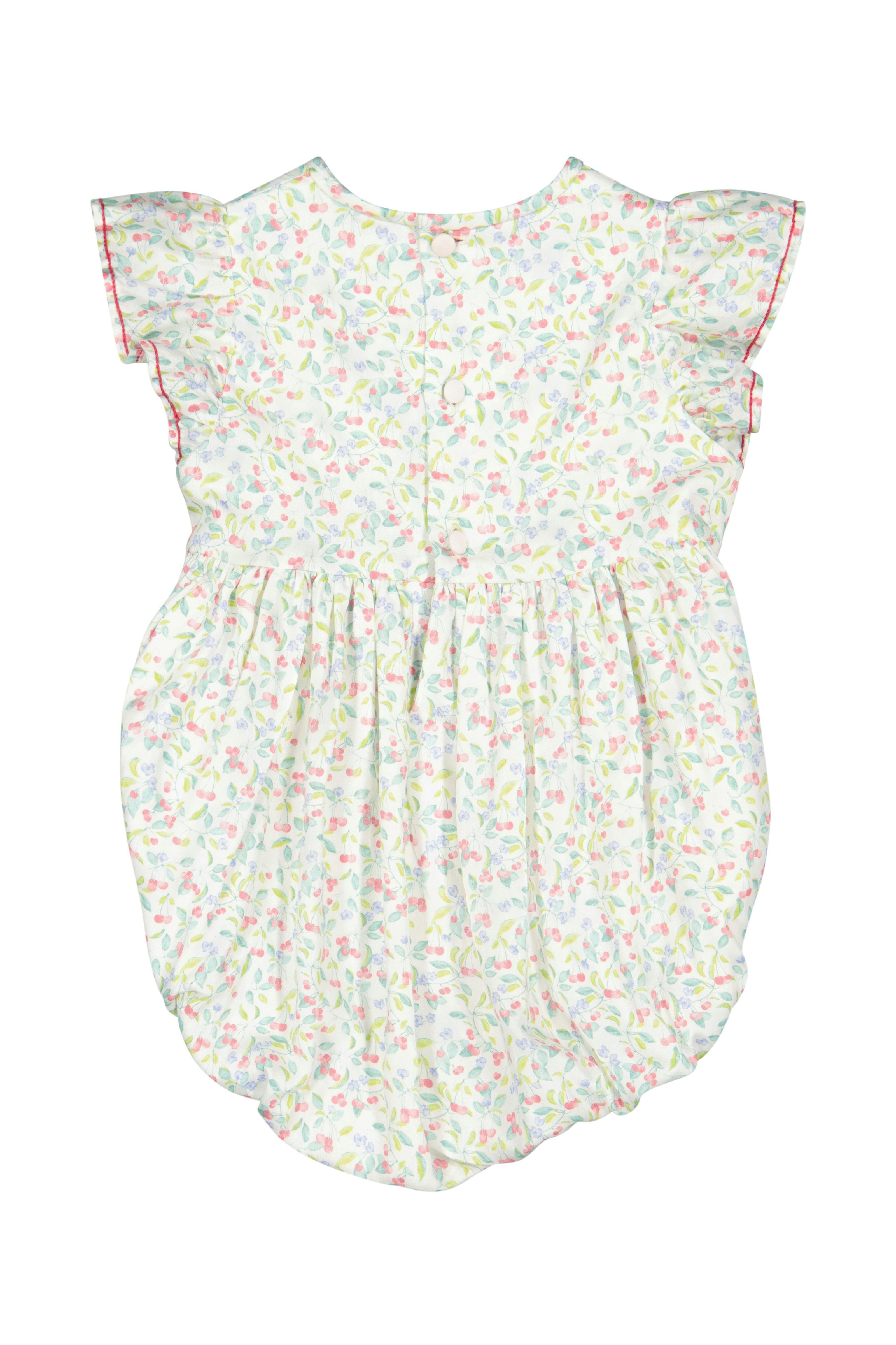 Alizee Cherry Ruffled Sleeve Bubble Romper
