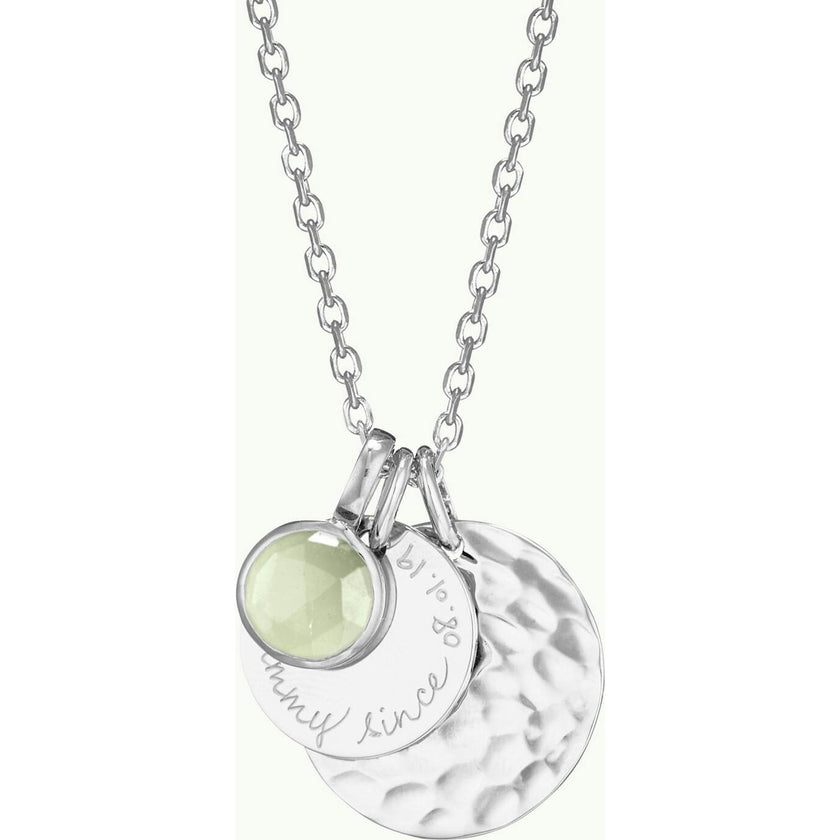 Personalized Hammered Double Disc & Birthstone Necklace