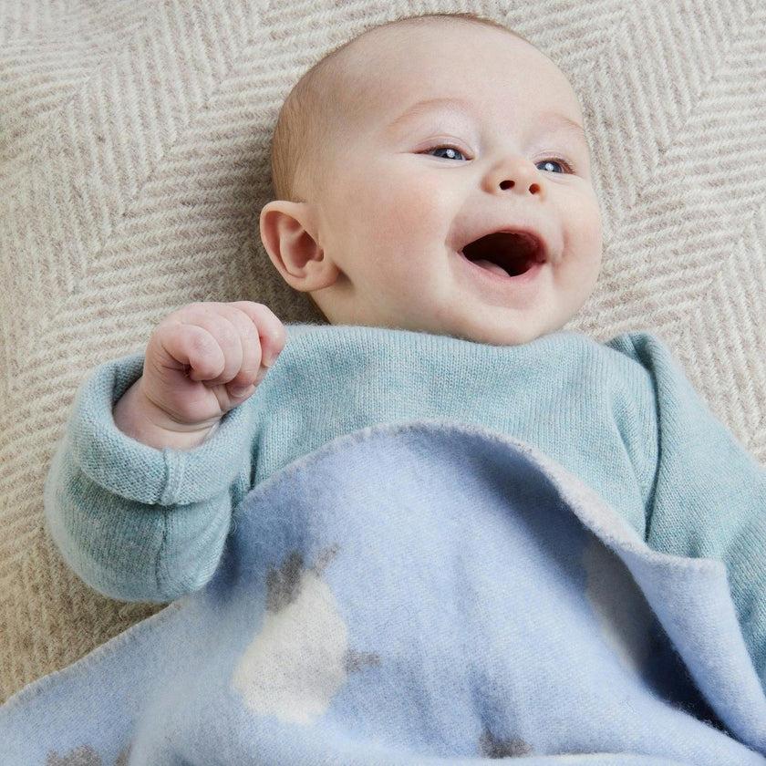 Super Soft Merino Baby Blanket - Sky Blue