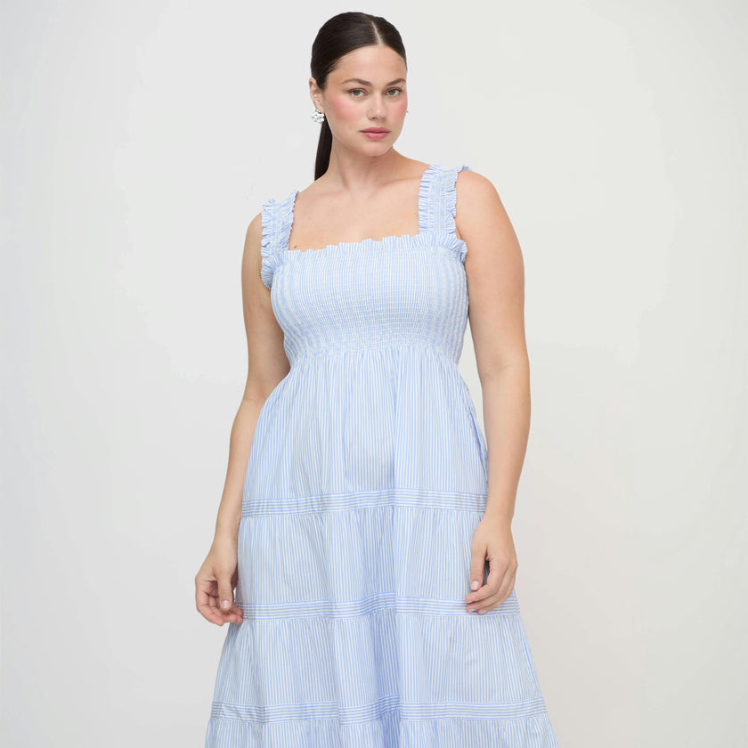 The Goldie Nap Dress - Blue/White Stripe