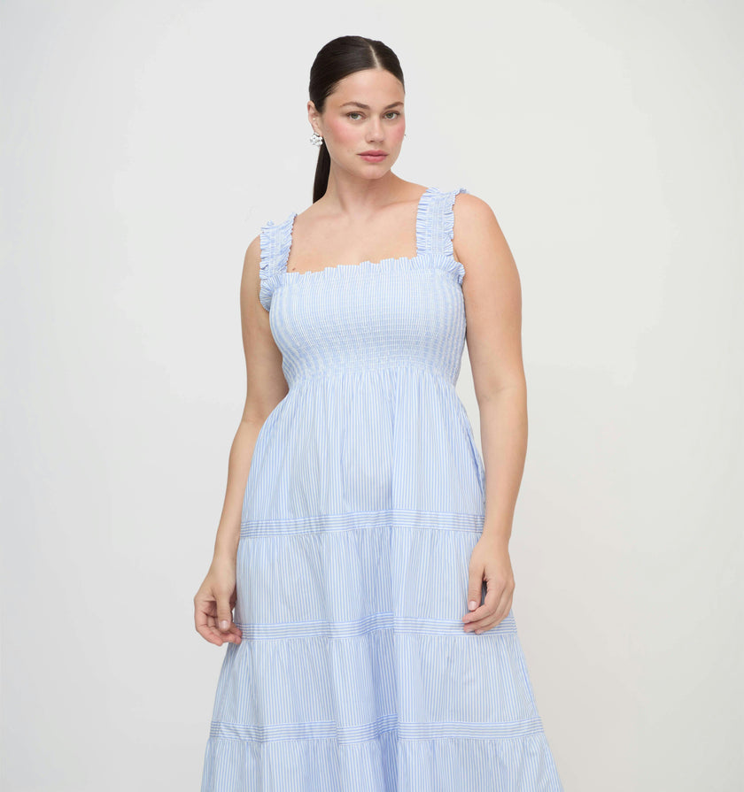 The Goldie Nap Dress - Blue/White Stripe