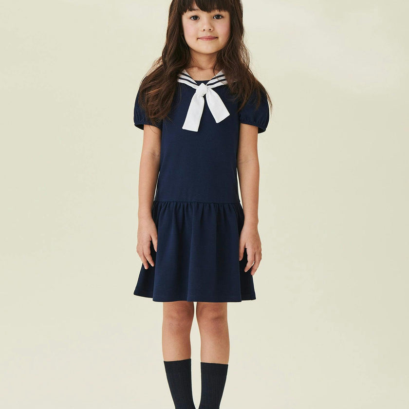 Navy Crisanta Girl Nautical Drop Waist Dress