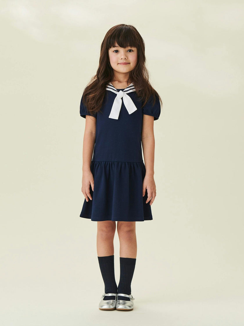 Navy Crisanta Girl Nautical Drop Waist Dress