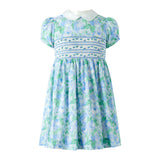 Blue Classic Rose Smocked Dress