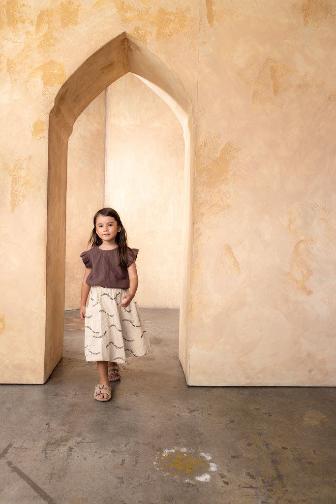 Girls Wander Lust & Desert Dust Patch Pocket Midi Skirt