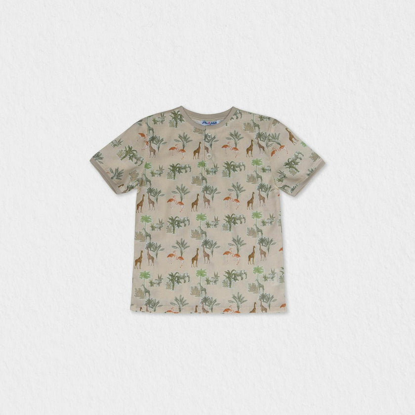 Alfred Boy T-shirt Short Sleeve, Beige Jungle