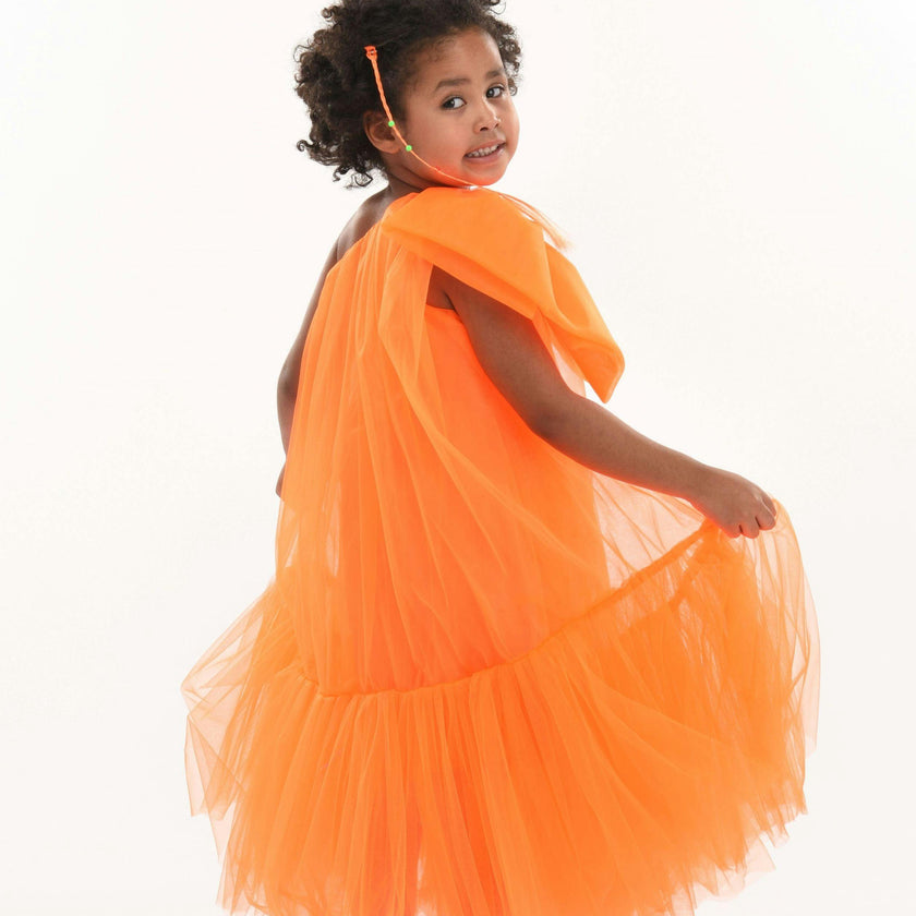 Orange Maggi Neon Bow Tulle Dress