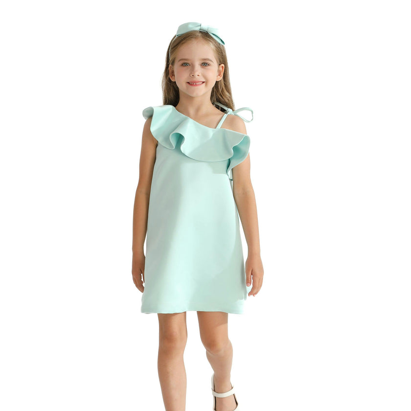 Green Petulla Off Shoulder Ruffle Dress
