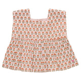 Girls Kamari Top - Pink Prairie Block Print