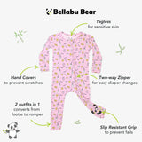 Milk and Cookies Pink Bamboo Convertible Footie