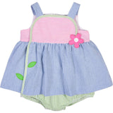 Seersucker Romper With Flower
