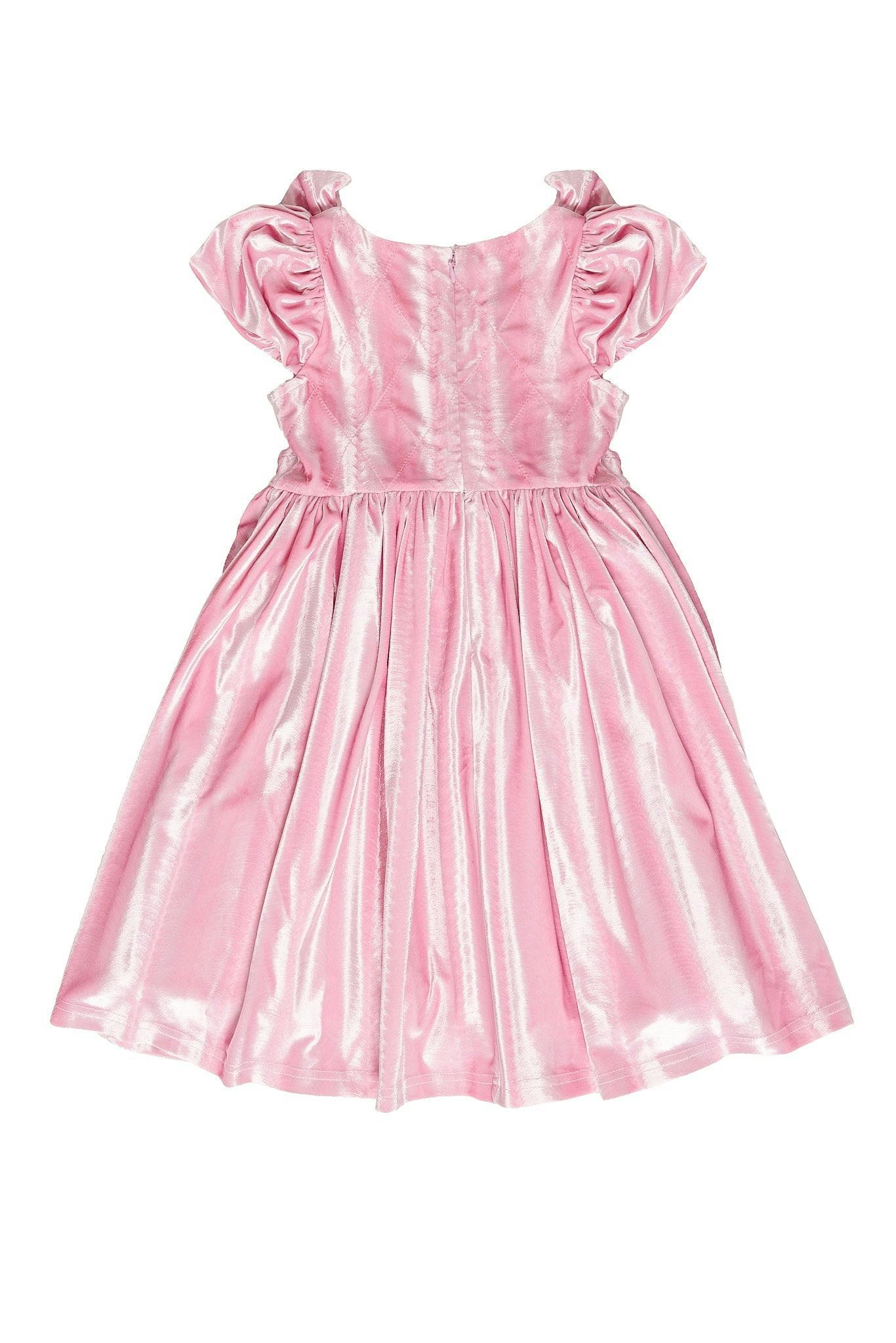 Mini Tiara Dress in Pink Velvet