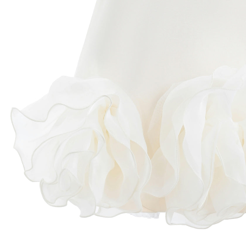 Beige Verina Ruffled Hem A-Line Dress