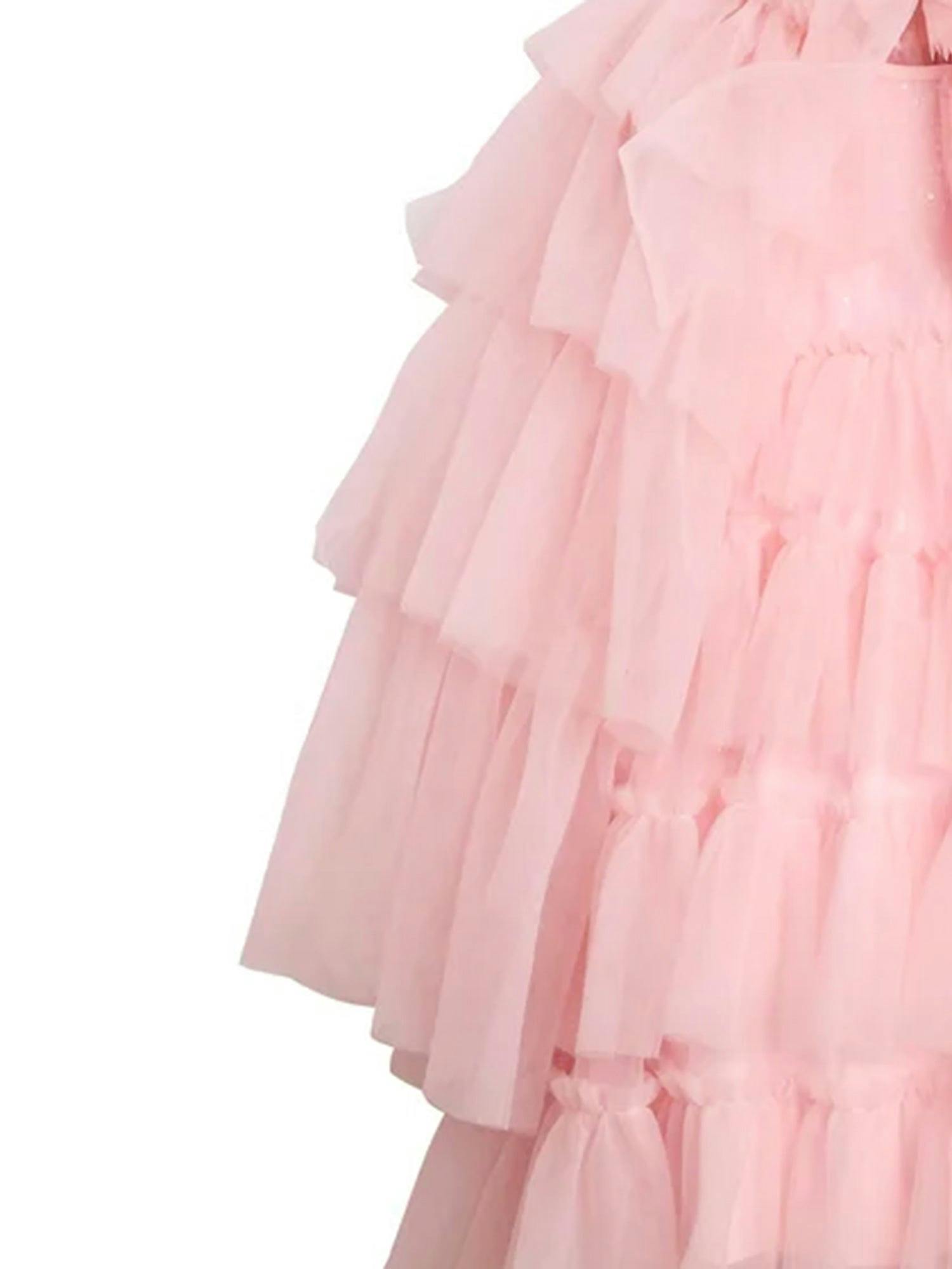 Pink Ruffle Cape For Girls