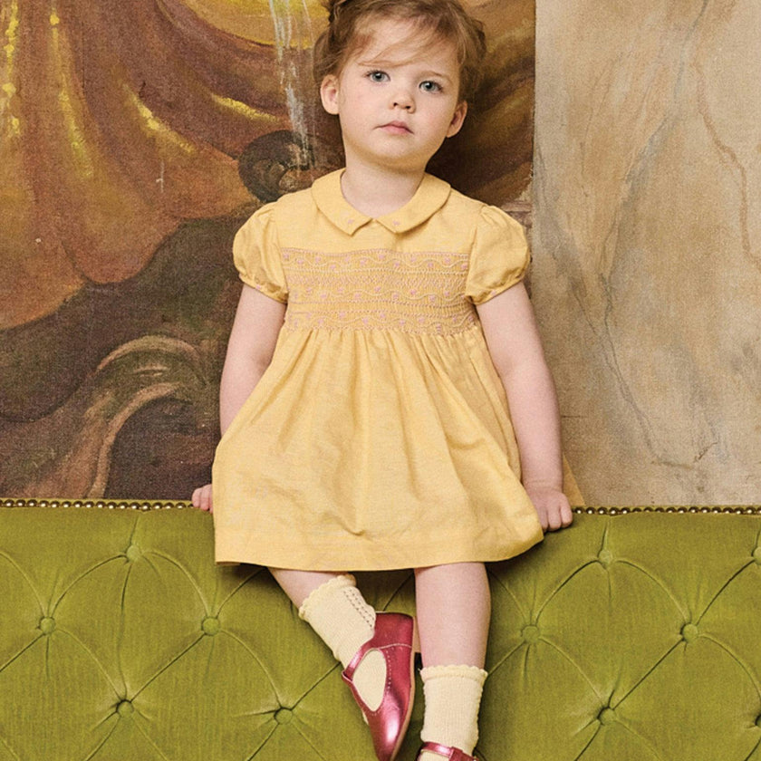 Nicky Hilton x La Coqueta Lemon Dolly Baby Girl Hand-Smocked Set