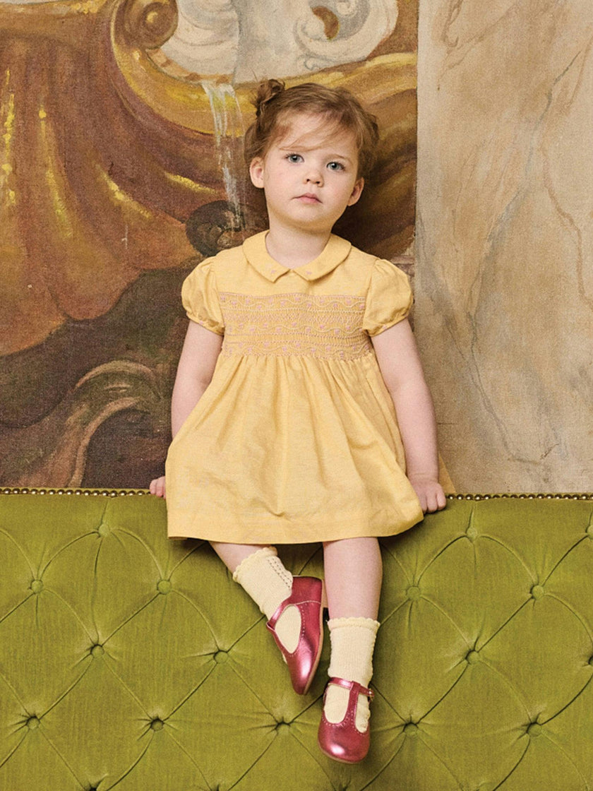 Nicky Hilton x La Coqueta Lemon Dolly Baby Girl Hand-Smocked Set