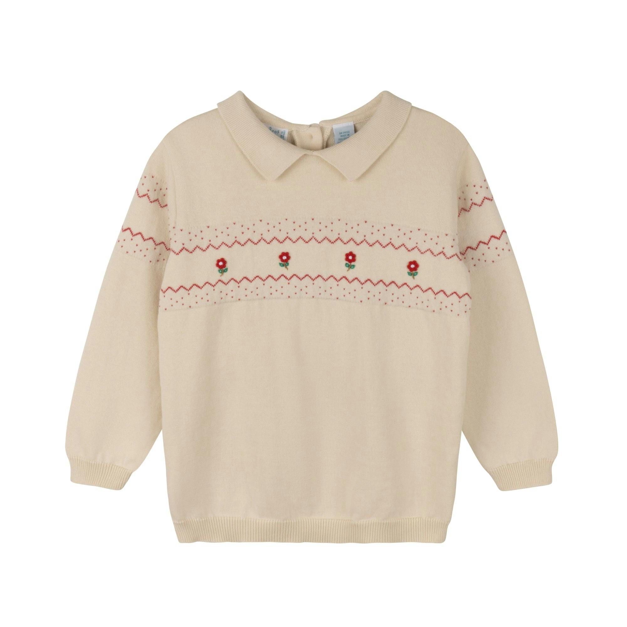 Girls Vintage Embroidered Knit Sweater
