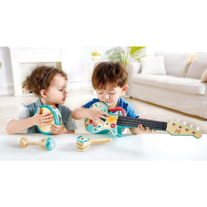 Hape: 4-In-1 Ukulele Set - 4pc Wooden Instrument Playset